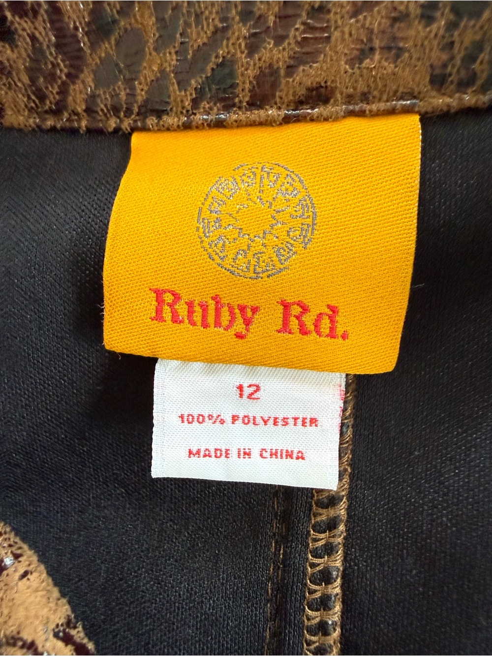 Ruby Rd. Metallic Faux Brown leather Pattern Zip Jacket - Picture 9 of 10